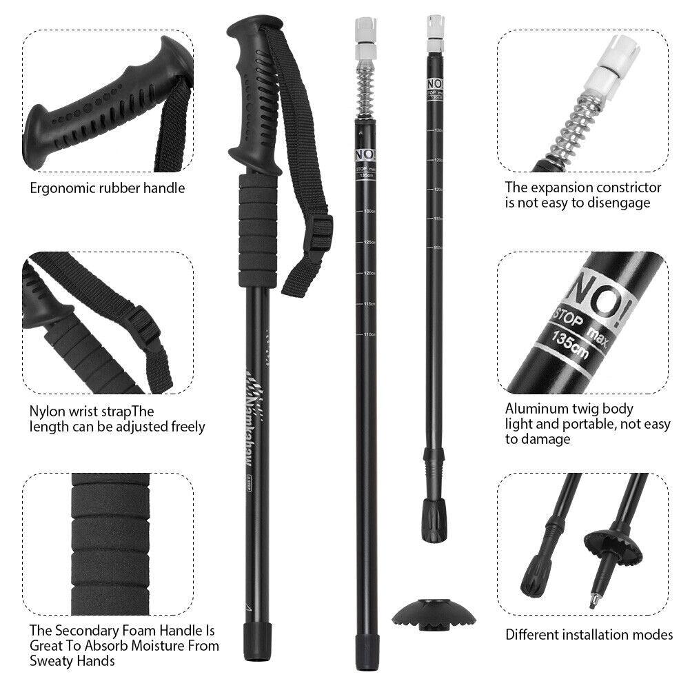 Anti-shock Walking Pole - 1 Pair Telescopic Walking Poles Sticks Extending Adjustable Antishock Hiking