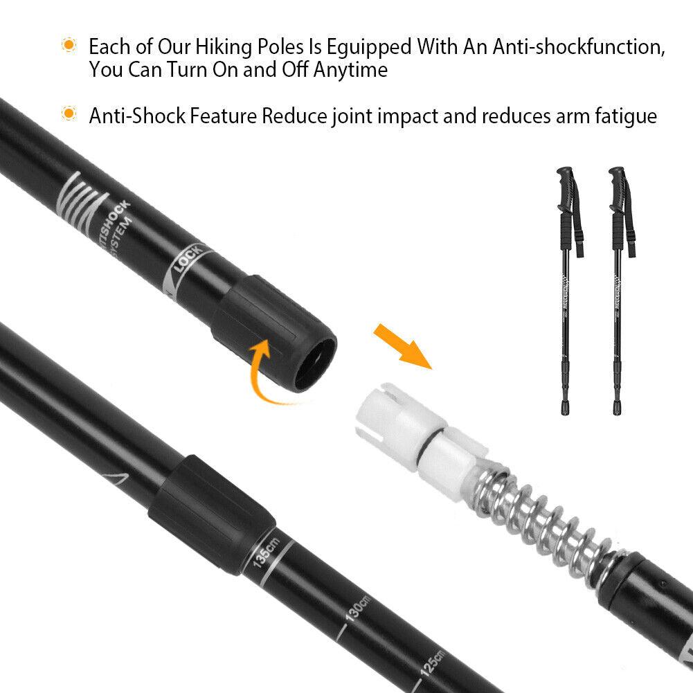 Anti-shock Walking Pole - 1 Pair Telescopic Walking Poles Sticks Extending Adjustable Antishock Hiking