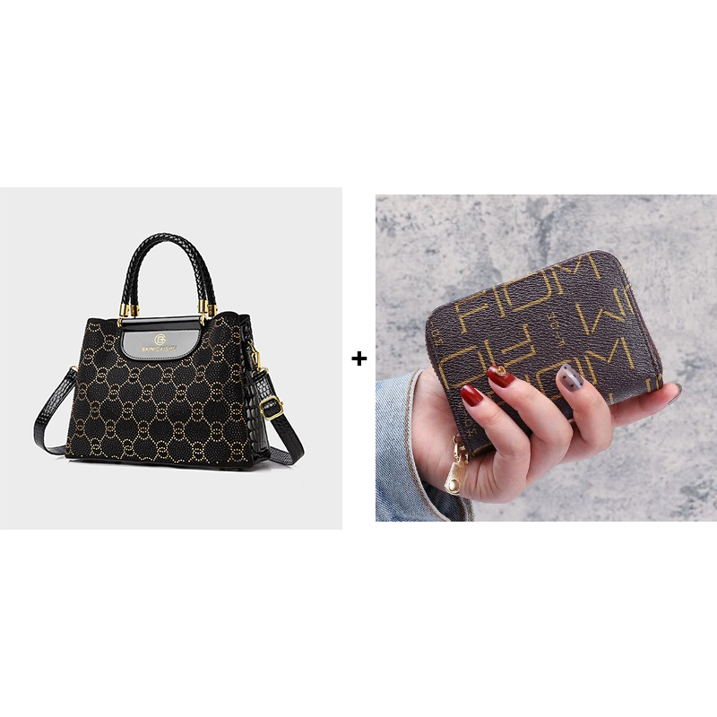 Women’s Luxury 3-Compartment Handbag with Shoulder Strap