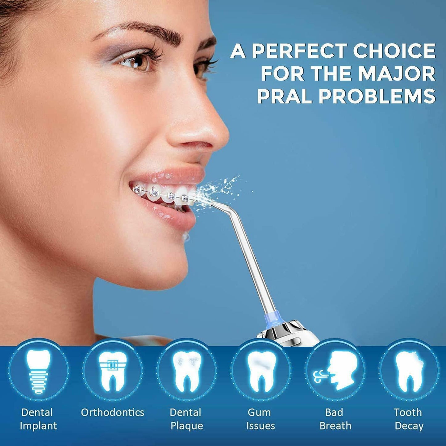 Waterpik Cordless Water Flosser - Cordless Water Flosser Dental Oral Irrigator for Teeth Cleaner 8 Jet Tips