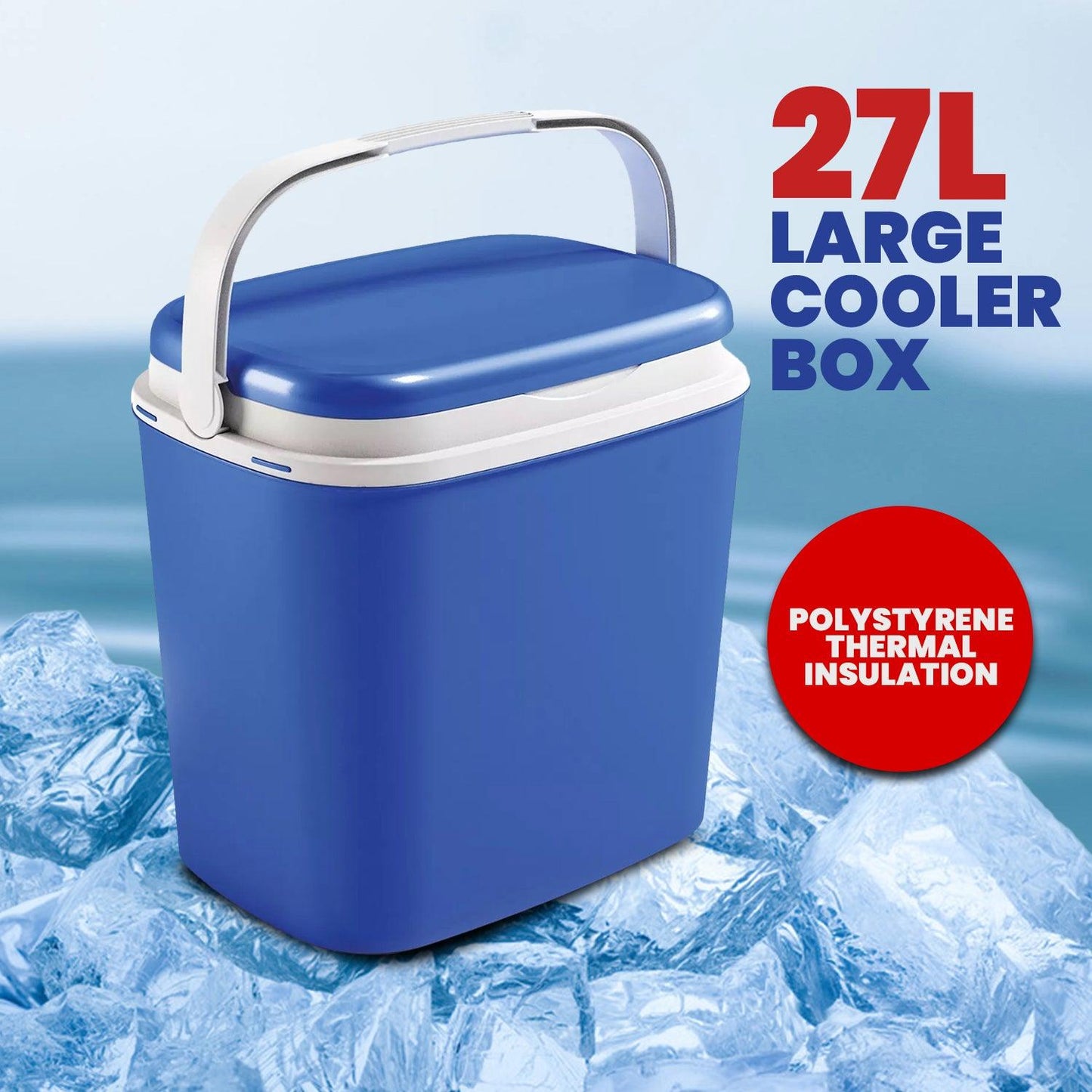 Portable Freezer Box - 27L Large Compact Leakproof Travel Insulated Cooler Cool Box
