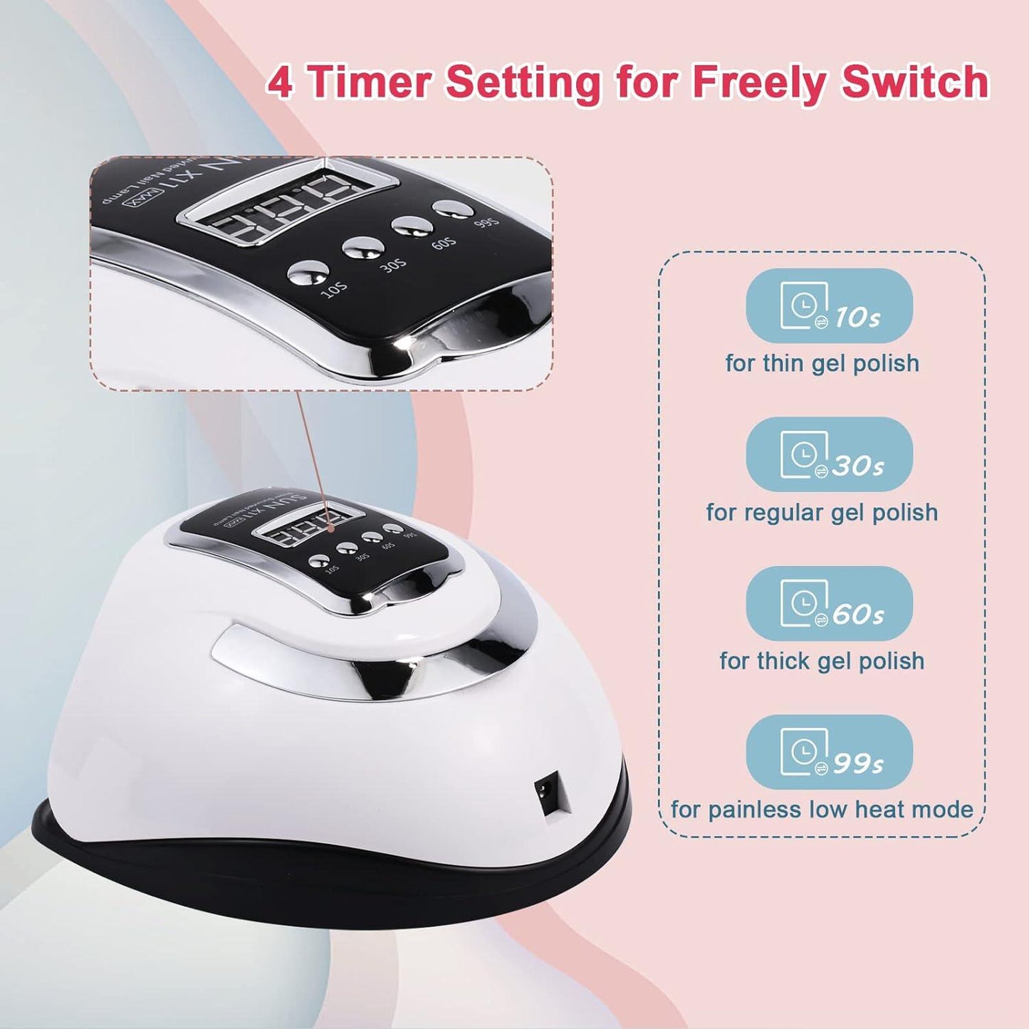 Nail Gel Dryer - 280W Nail Lamp 66 LED UV Tool Professional Polish Dryer Gel Acrylic Curing Lights