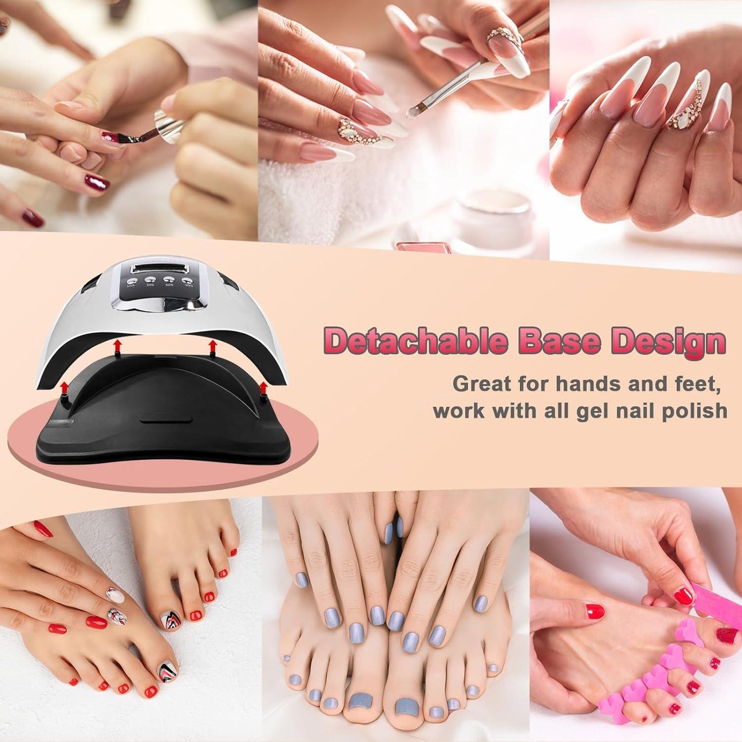 Nail Gel Dryer - 280W Nail Lamp 66 LED UV Tool Professional Polish Dryer Gel Acrylic Curing Lights