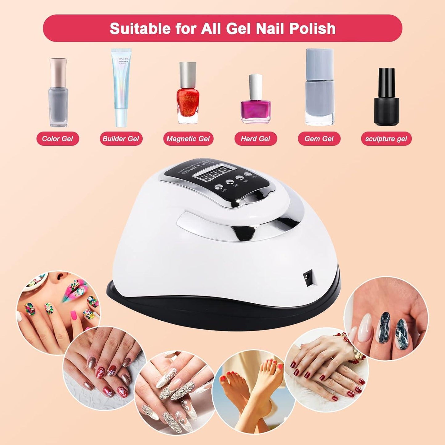 Nail Gel Dryer - 280W Nail Lamp 66 LED UV Tool Professional Polish Dryer Gel Acrylic Curing Lights