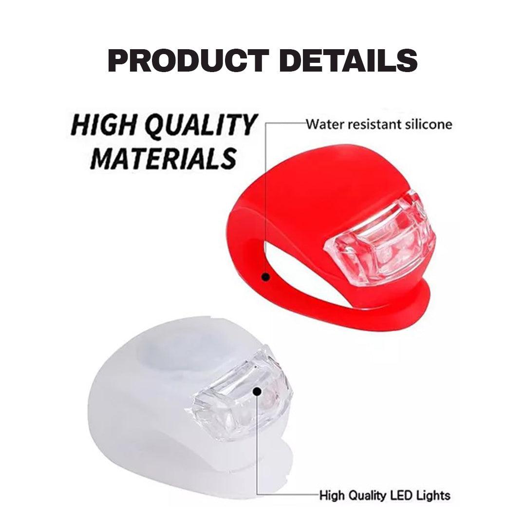 LED Lights for Bicycles - 2 LED Silicone Mountain Bike Bicycle Front Rear Lights Set Push Cycle Light Clip