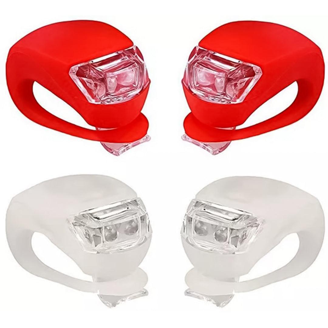 LED Lights for Bicycles - 2 LED Silicone Mountain Bike Bicycle Front Rear Lights Set Push Cycle Light Clip
