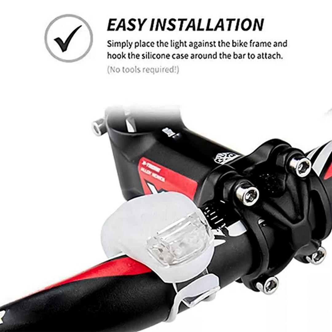 LED Lights for Bicycles - 2 LED Silicone Mountain Bike Bicycle Front Rear Lights Set Push Cycle Light Clip