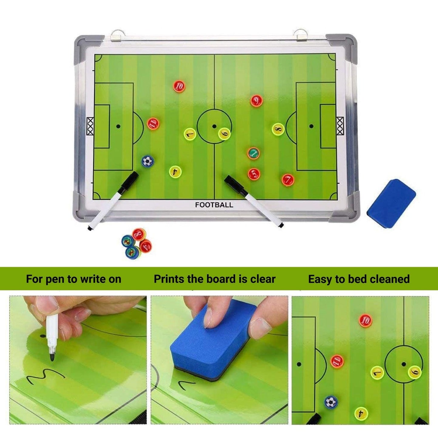Magnetic Football Coaching Board Tactics Strategy - Double Sided with Player Markers
