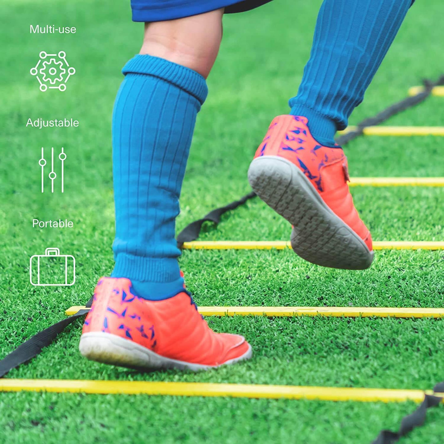 Football Training Ladder - Agility Ladder Speed Training Equipment, Football Agility Speed Training 6m Ladder & Cone Set with Drawstring Carry Bag