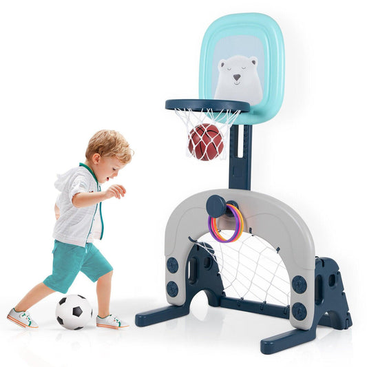 Flashing Basketball Stand - Basketball Hoops 3-In-1 Kids Activity Center Soccer & Ball Gaming Activity Gift