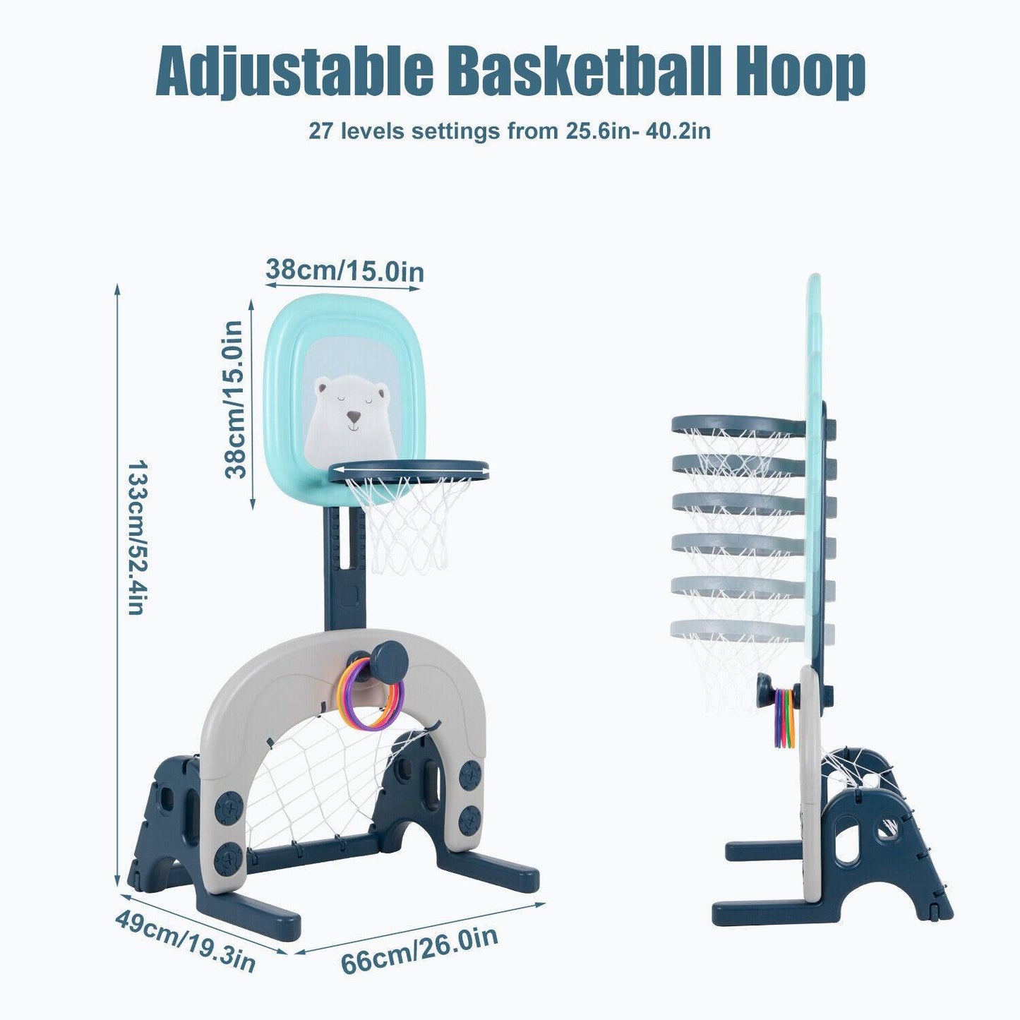 Flashing Basketball Stand - Basketball Hoops 3-In-1 Kids Activity Center Soccer & Ball Gaming Activity Gift