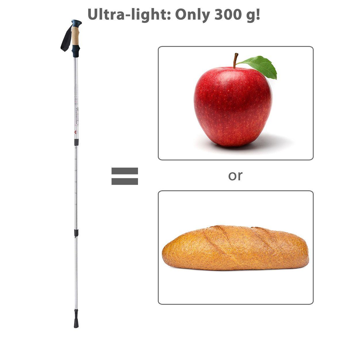 Adjustable Hiking Pole - Telescopic Walking Poles Set 3-Section Anti Shock Trekking Stick