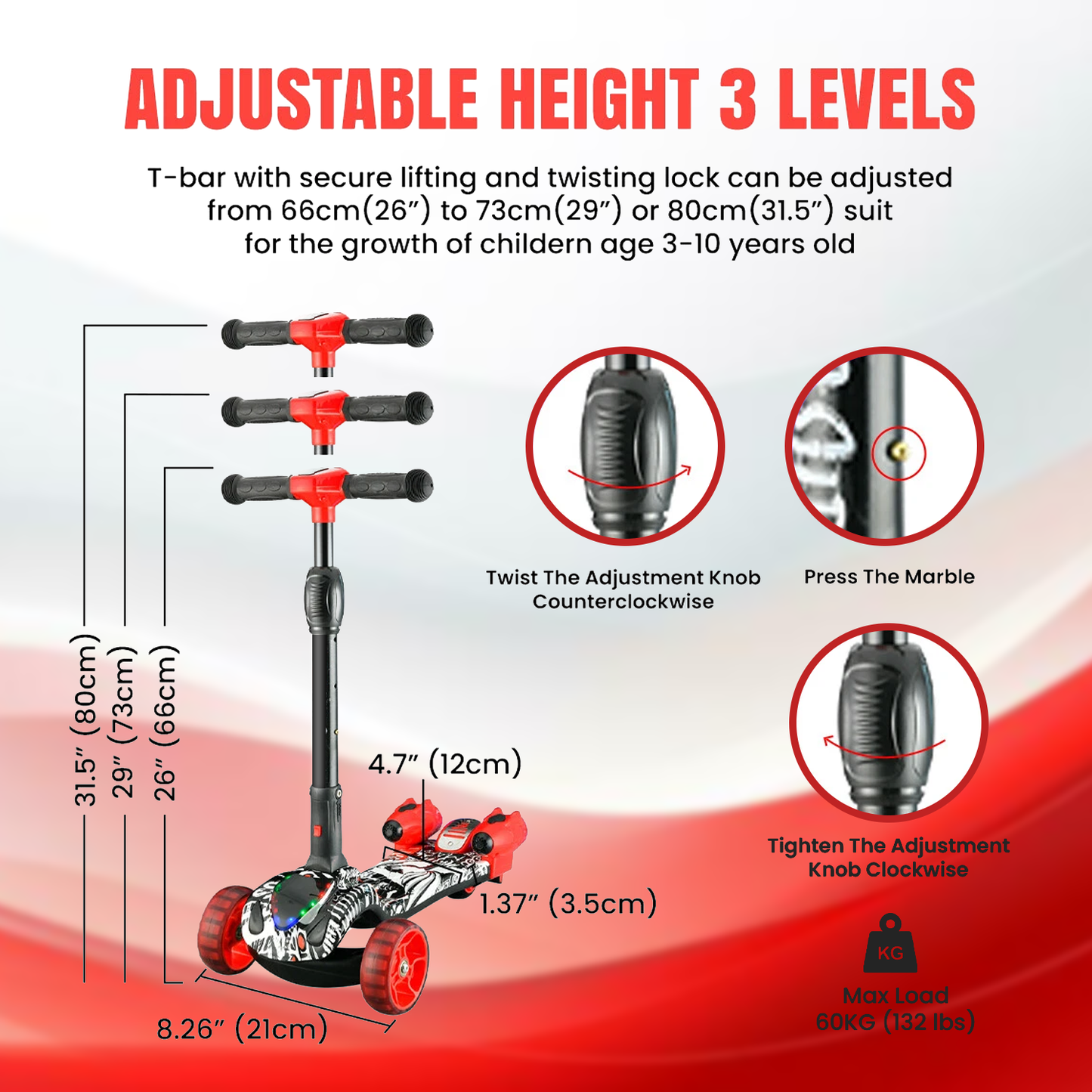 Kick Scooter for Kids – 3-Wheel Foldable Scooter with LED Light-Up Wheels & Adjustable Height