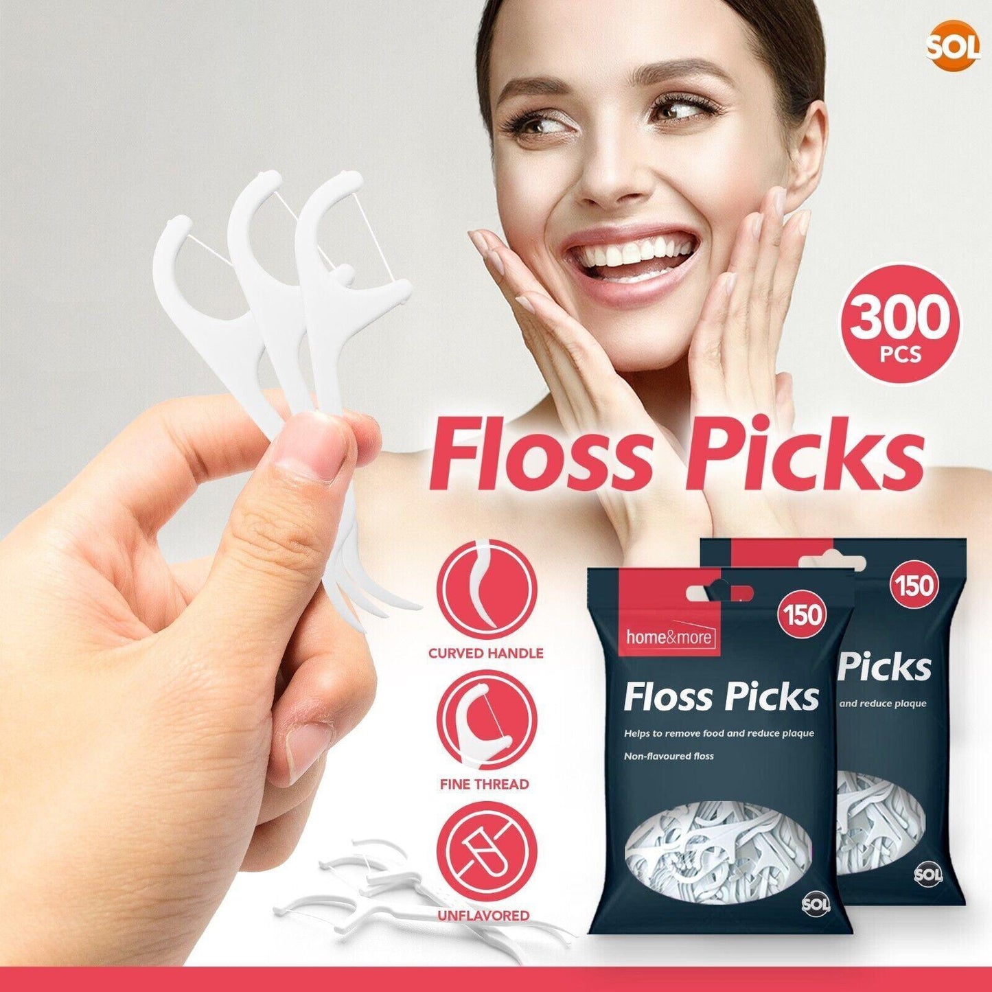 Teeth Flossing Sticks - 300pk Dental Floss Sticks | Interdental Tooth Harps Teeth Picks Oral Plaque Care