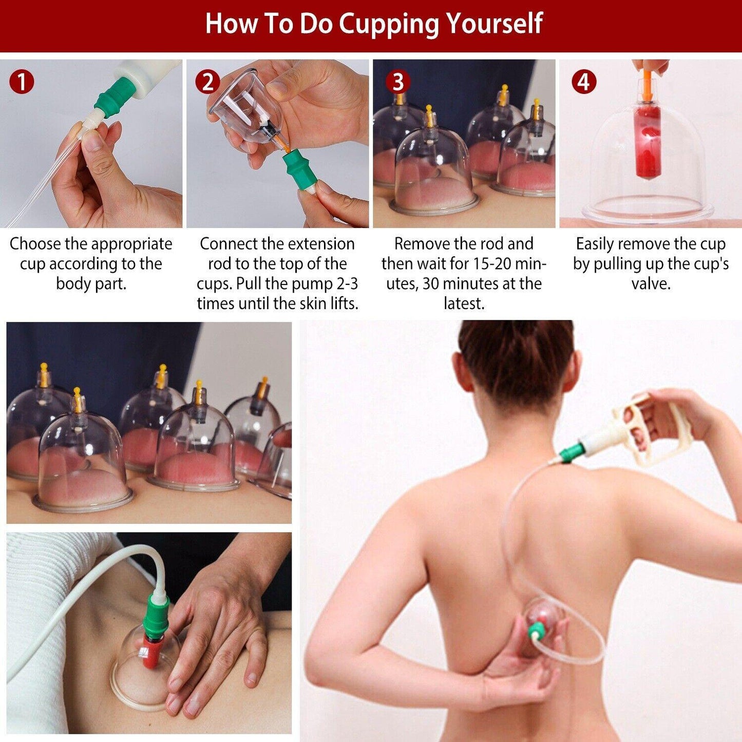 Cupping Therapy Set - 32PCS Cupping Vacuum Massage Cups Set Therapy Health Acupuncture Suction Magnet
