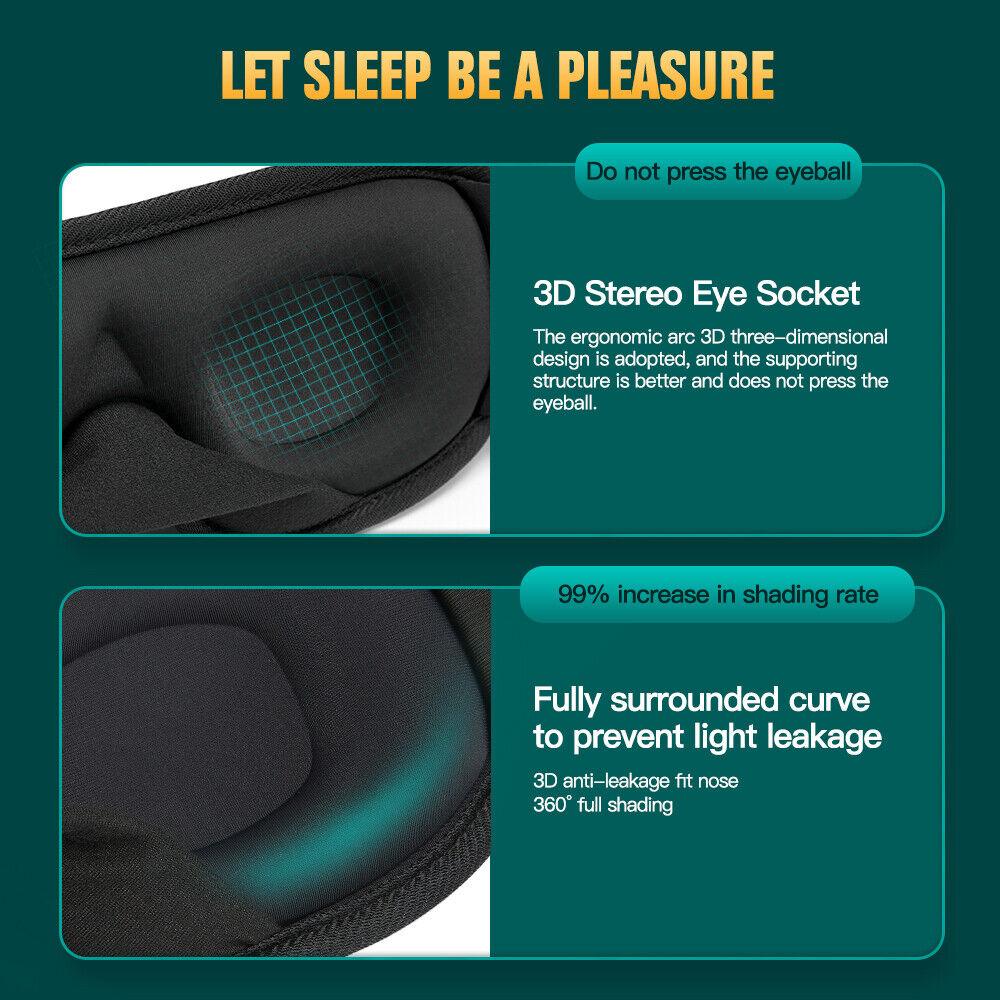 Best Sleep Mask - 3D Sleeping Eye Mask Blocking Light Breathable Soft Padded Mask Cover Eyepatch
