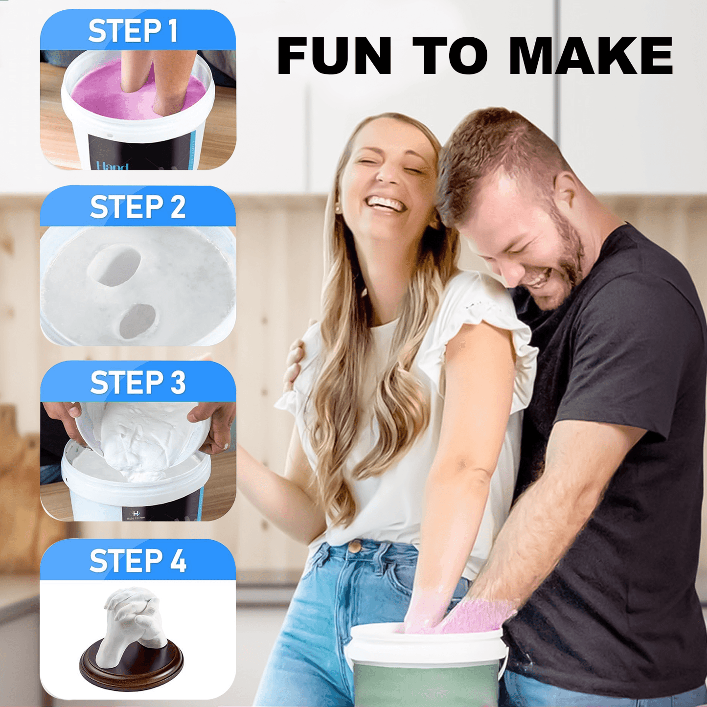 Hand Mould Casting Kit - Hand Moulding kit Couples Holding Hands 3D Keepsake