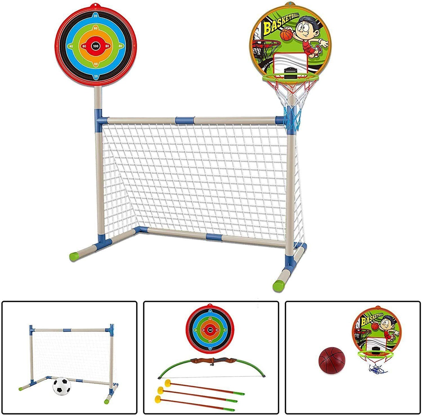 Junior Archery Sets - 3 in 1 Outdoor Games Sports Basketball Football Archery Play Set for Kids