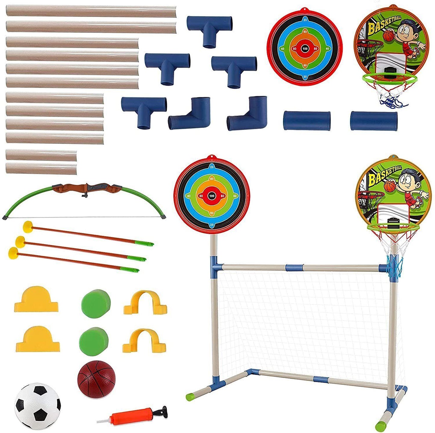 Junior Archery Sets - 3 in 1 Outdoor Games Sports Basketball Football Archery Play Set for Kids
