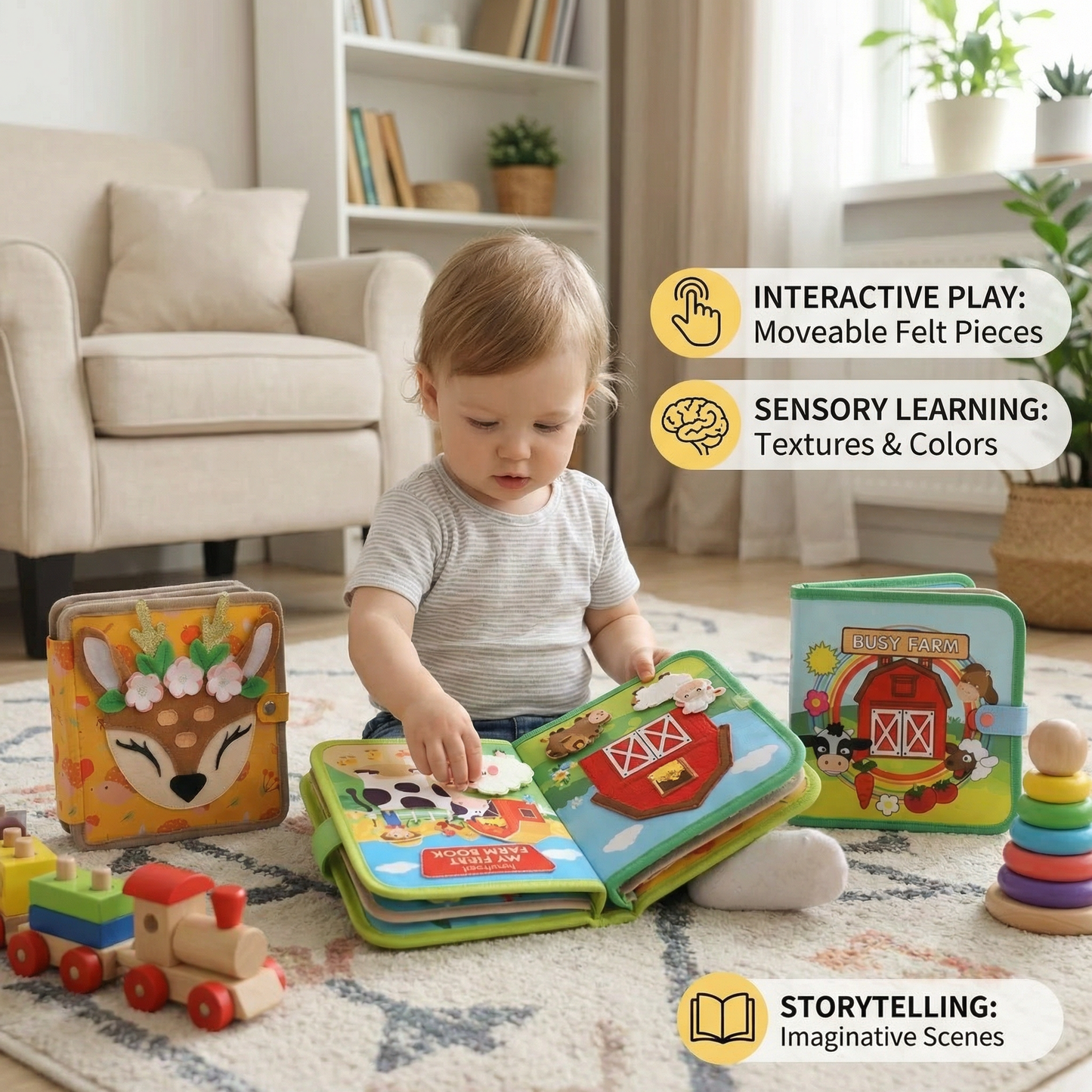3-Piece Montessori Learning & Story Book Set for Kids