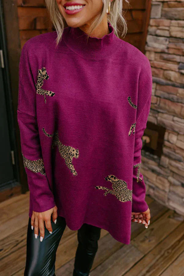 Retro Leopard Print Long Sleeve Top