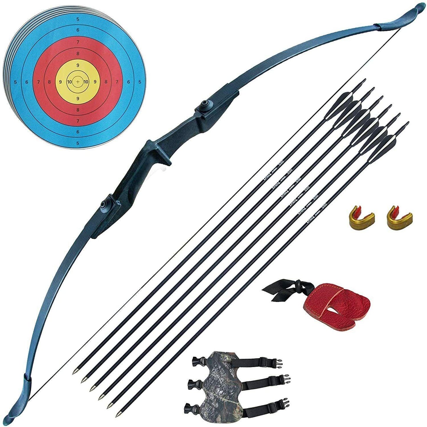 Hunting Bow and Arrow Set - 40lb Long Bow Archery Takedown Recurve Bow and Arrow Set Hunting Training Target