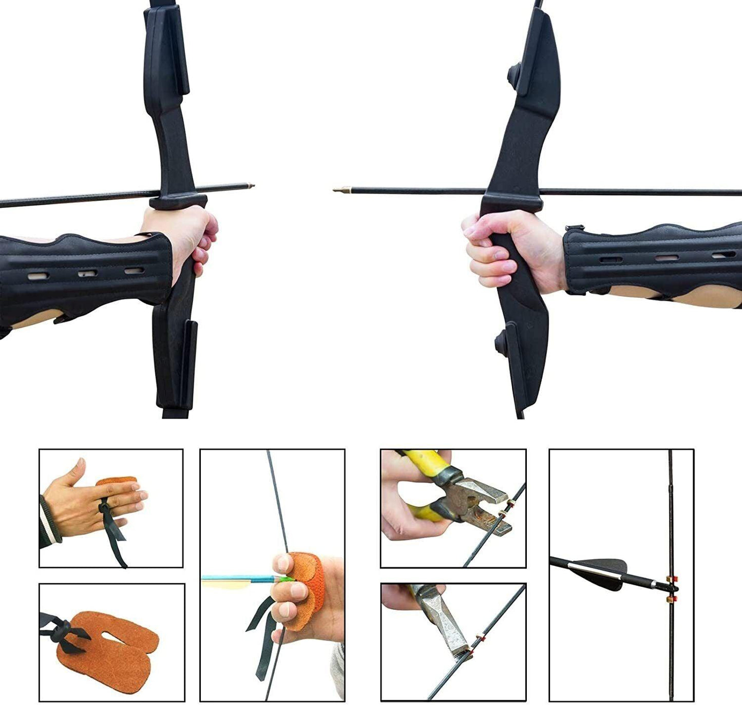 Hunting Bow and Arrow Set - 40lb Long Bow Archery Takedown Recurve Bow and Arrow Set Hunting Training Target