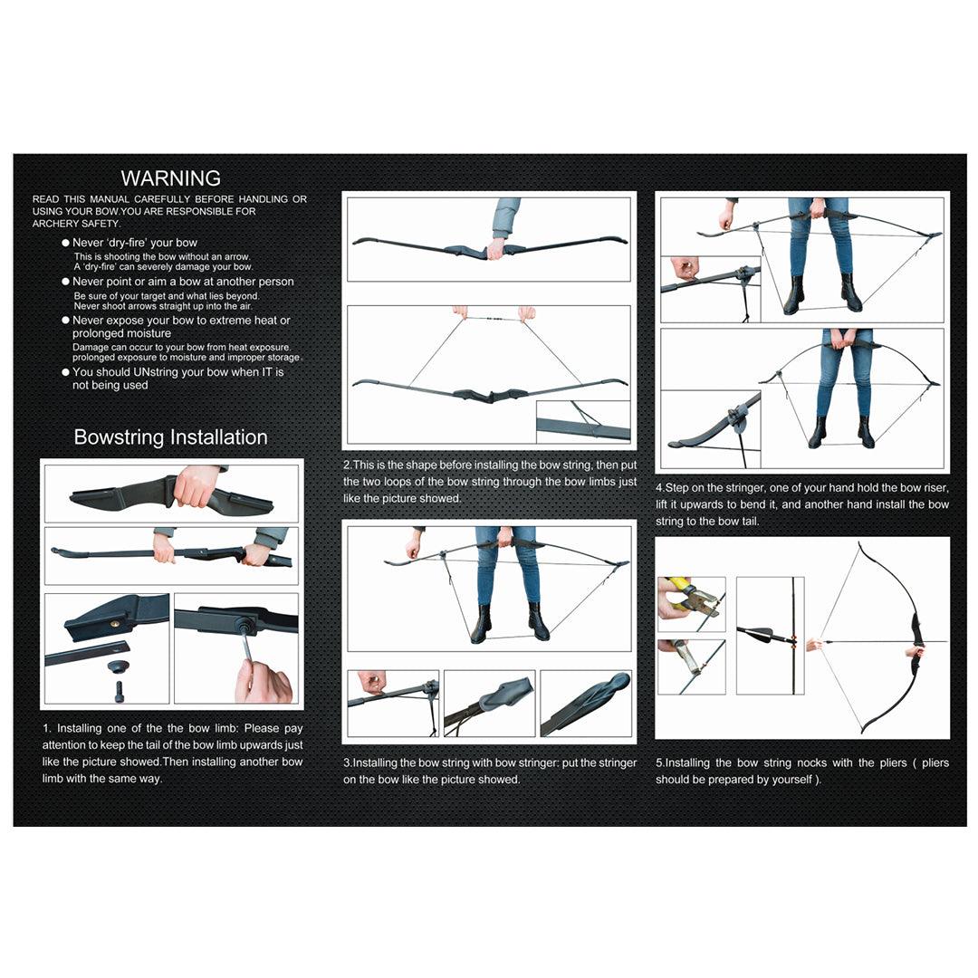 Hunting Bow and Arrow Set - 40lb Long Bow Archery Takedown Recurve Bow and Arrow Set Hunting Training Target