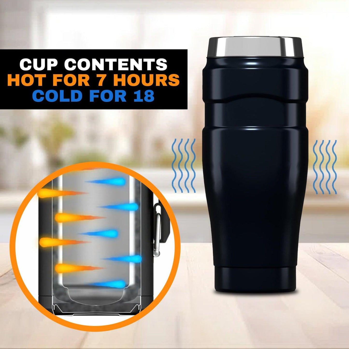 Stainless Steel Travel Mug - Stainless King Travel Tumbler & Multi- Purpose Flask | 470ml Insulated Hot & Cold Water Bottle
