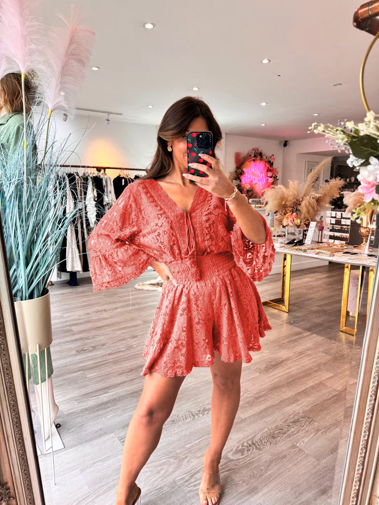 Casual Short V-neck Lace Suit