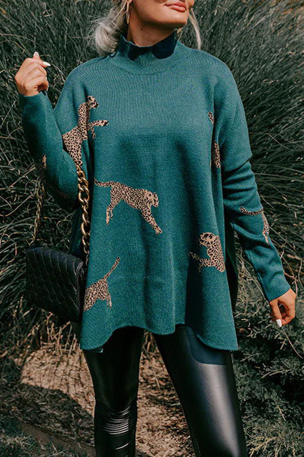 Retro Leopard Print Long Sleeve Top