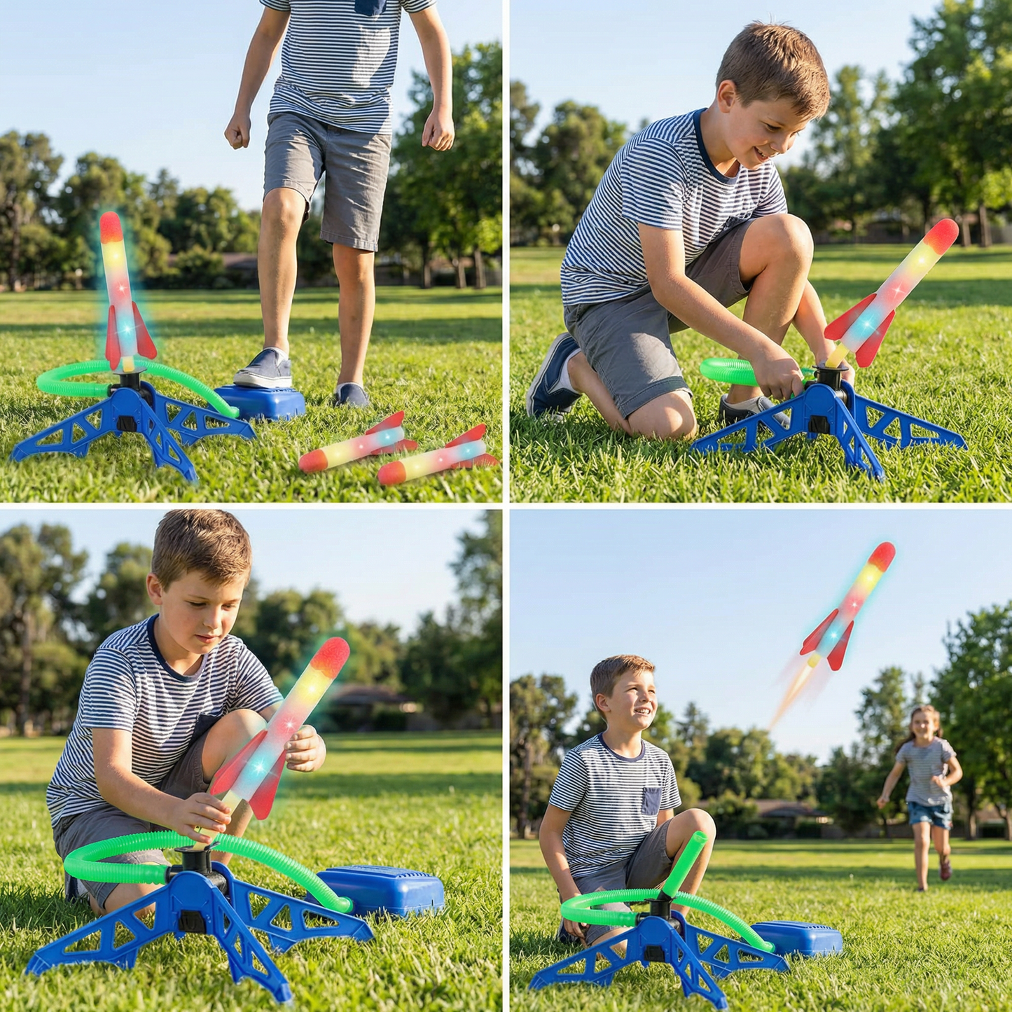 Kids Rocket Launcher with Foot Pump – Lightning Air-Powered Outdoor Toy