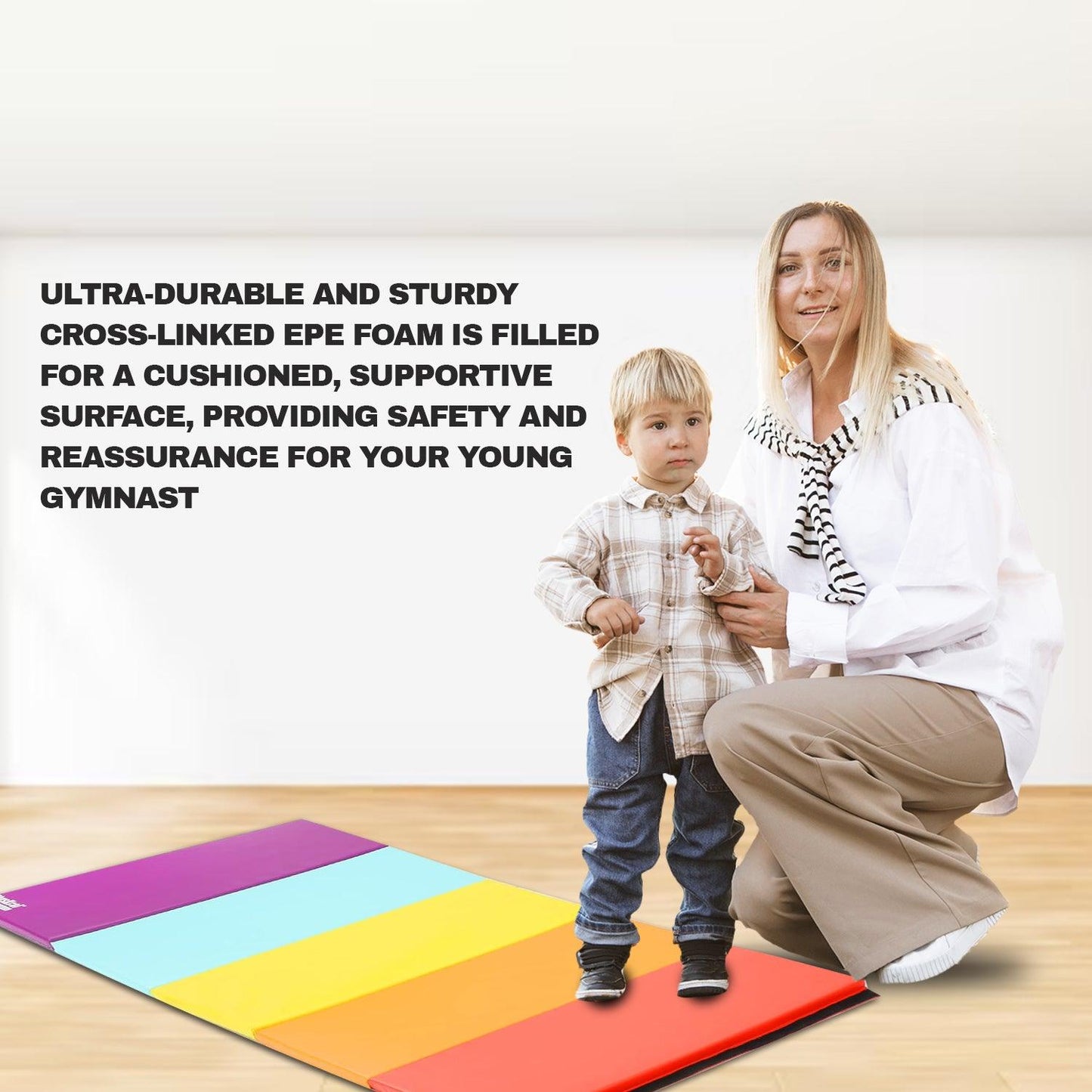 Thick Exercise Mat - 5-panel Folding Gymnastics Tumbling Mat With Carrying Handles