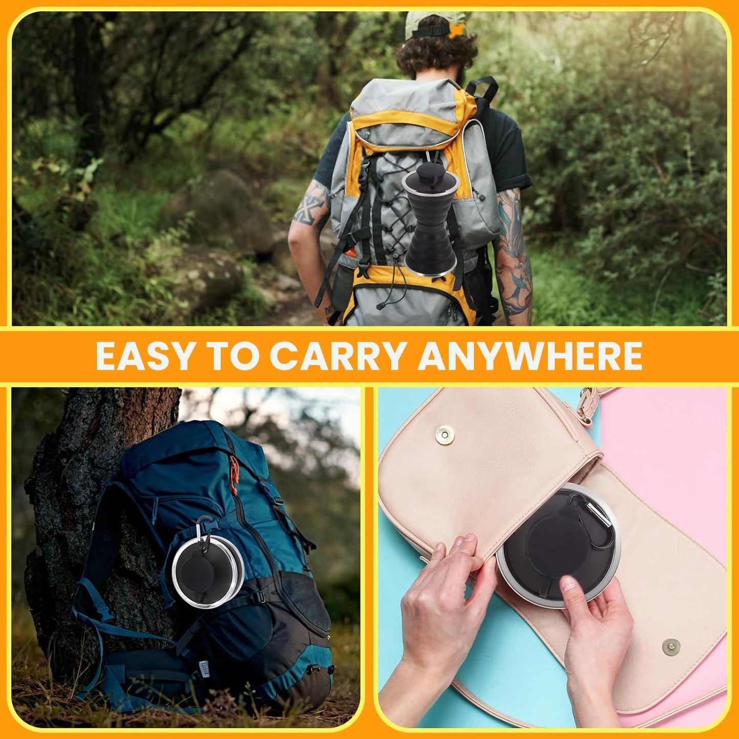 Foldable Drink Bottle - 500ml Silicone Water Bottle BPA Free Soft Flask