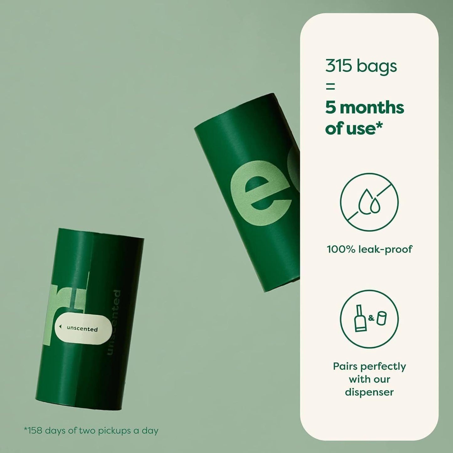 Dog Poo Bag Earth Rated-   Poo Bag with Lavender Scented & Unscented Refill Rolls 315Pk