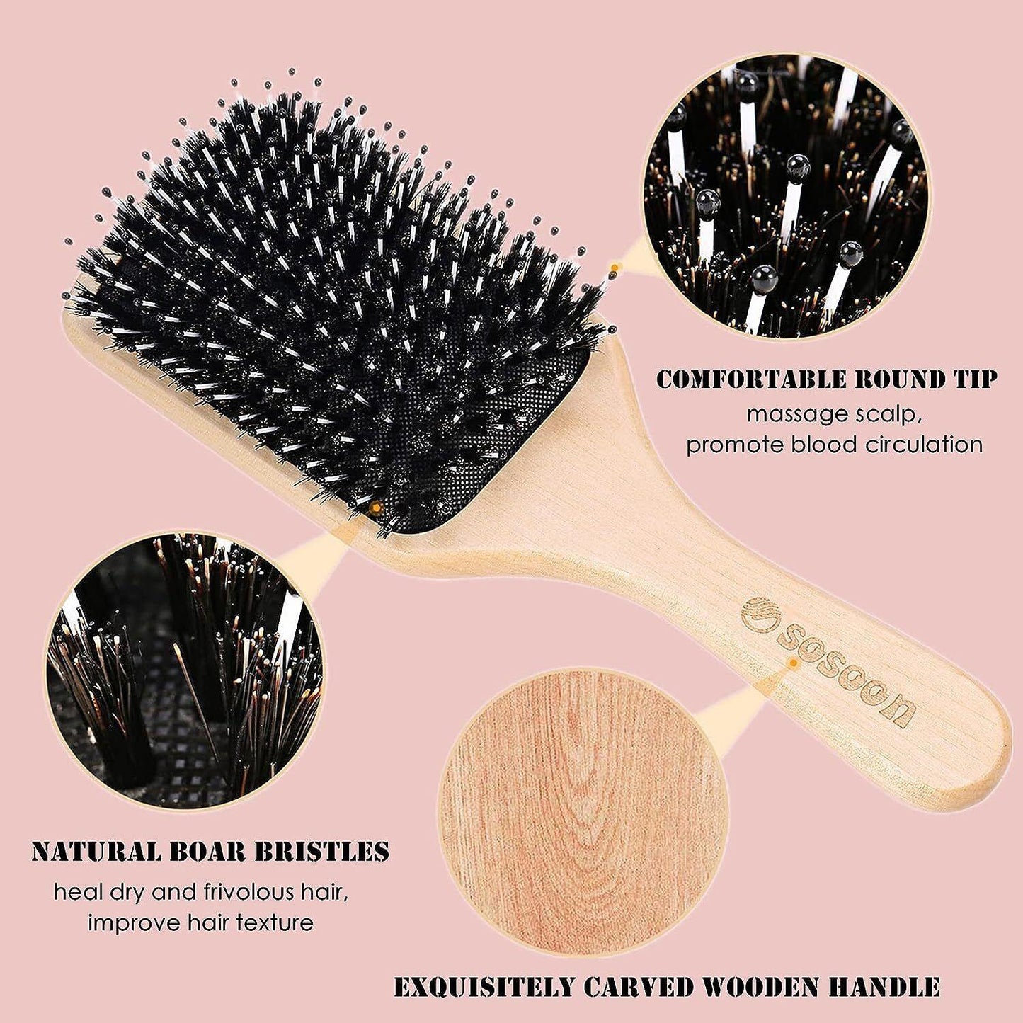 Luxury Hair Brush Set - 5pk Hair Brush Set for Women Professional Pink Hairdressing Salon Styling Gift