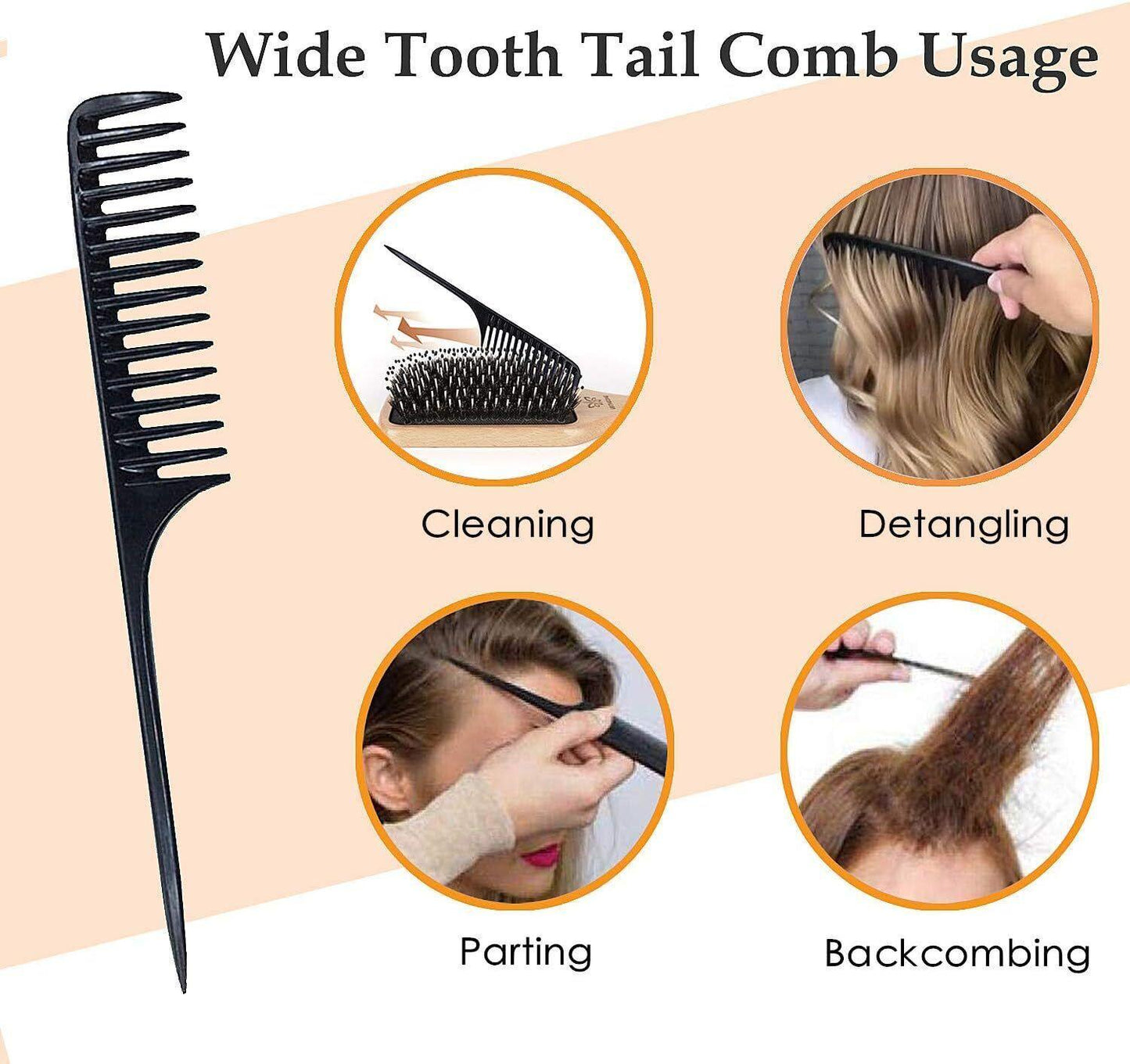Luxury Hair Brush Set - 5pk Hair Brush Set for Women Professional Pink Hairdressing Salon Styling Gift