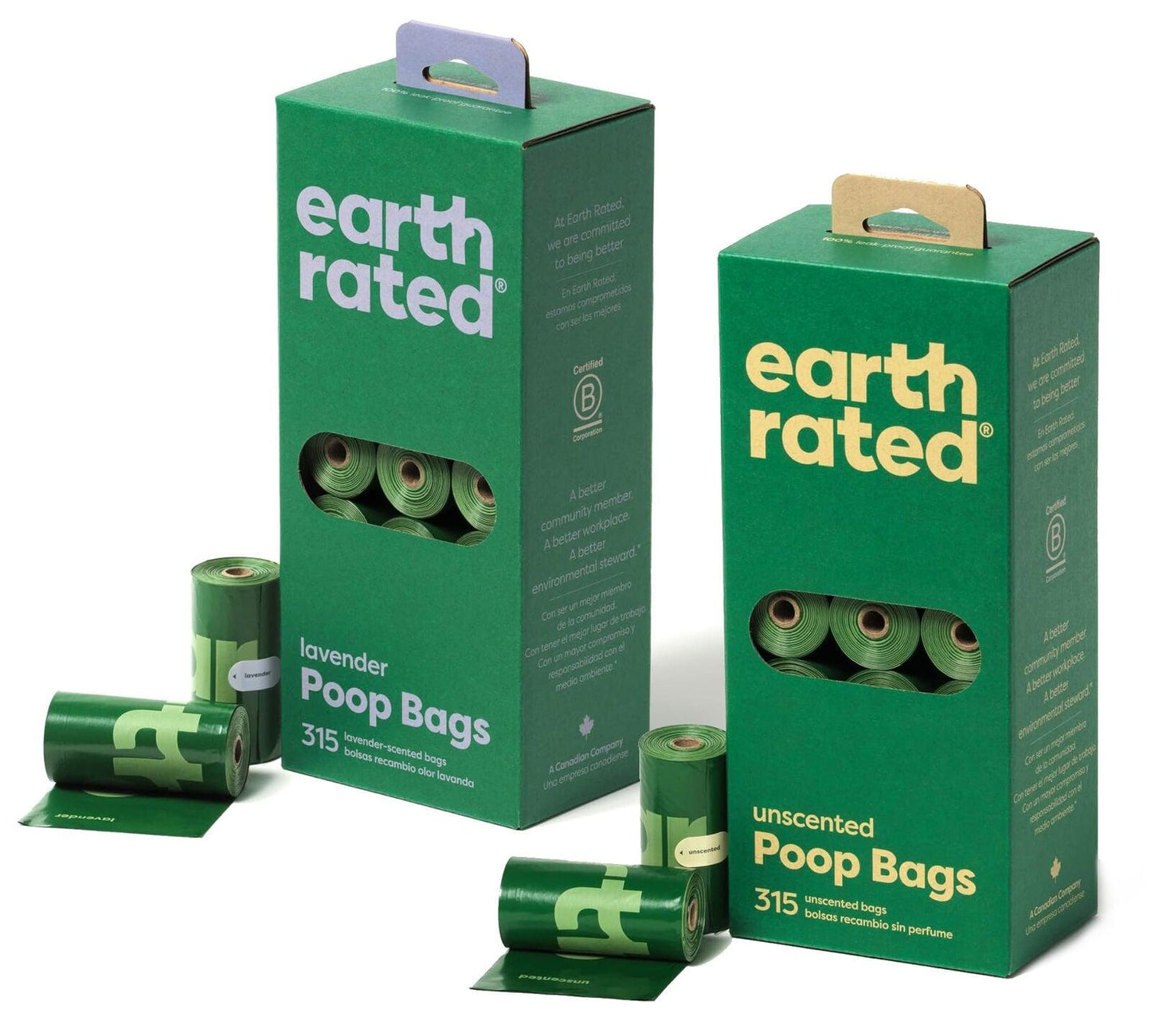 Dog Poo Bag Earth Rated-   Poo Bag with Lavender Scented & Unscented Refill Rolls 315Pk