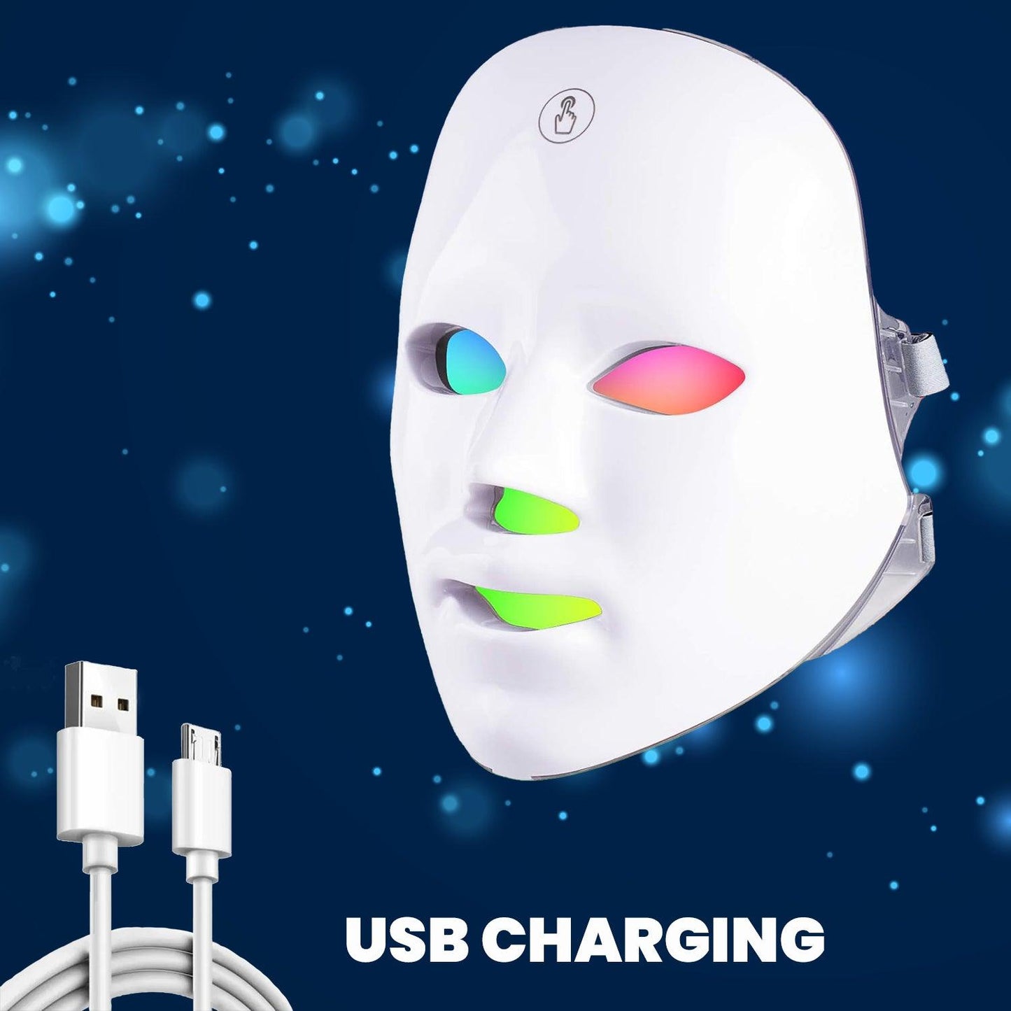 LED Face Mask - 7 Colors Facial LED Mask Photon Skin Therapy Rejuvenation Wireless Anti Aging UK