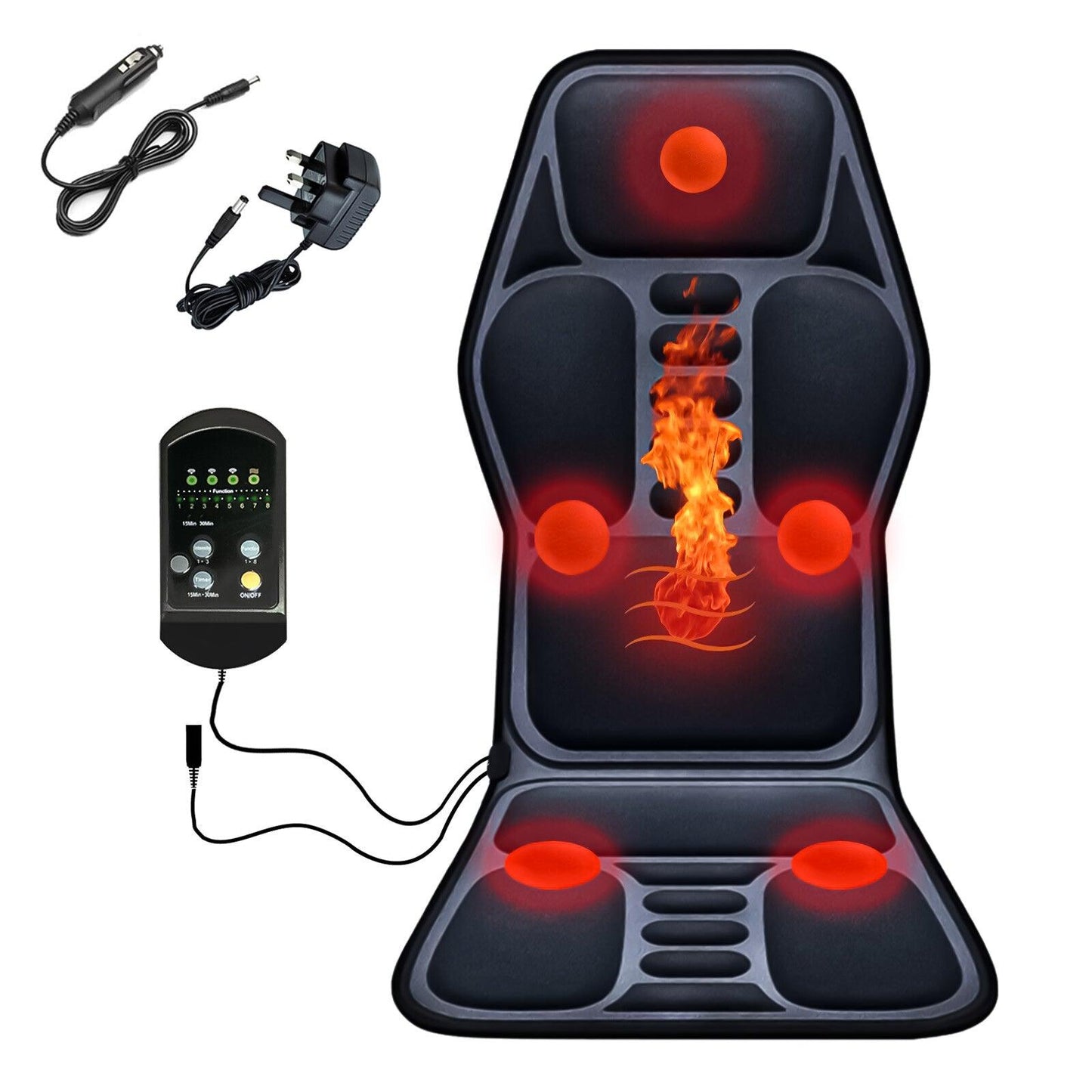 Full Body Massage Mat With Heat - 8 Modes Massage Cushion Full Back Car Chair Seat Pad Mat Neck Heat Massager UK