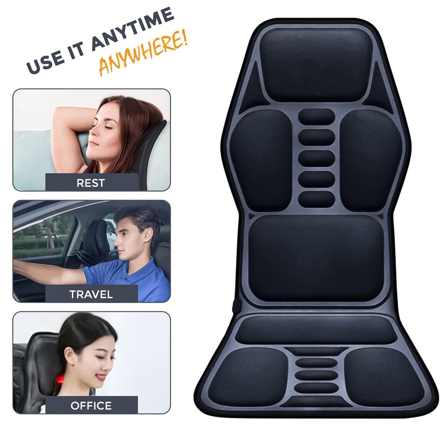 Full Body Massage Mat With Heat - 8 Modes Massage Cushion Full Back Car Chair Seat Pad Mat Neck Heat Massager UK