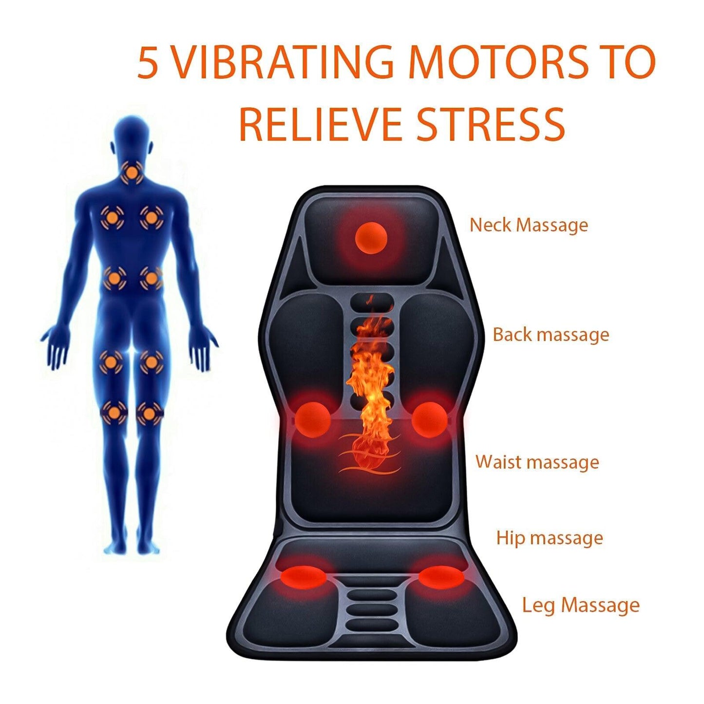Full Body Massage Mat With Heat - 8 Modes Massage Cushion Full Back Car Chair Seat Pad Mat Neck Heat Massager UK