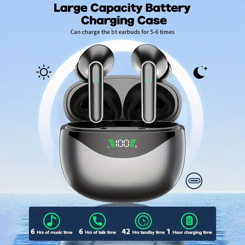Wireless In-Ear Earbuds – Touch Control & LED Display Case