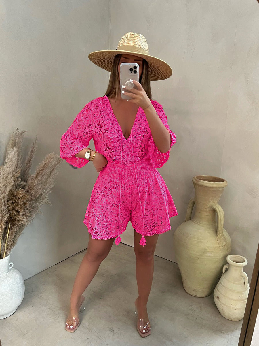 Casual Short V-neck Lace Suit