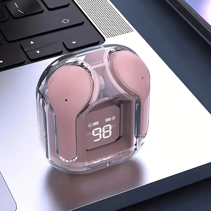 Airwatch Transparent TWS Wireless Earbuds – LED Display, Hi-Fi Sound, Gaming Headphones with Mic