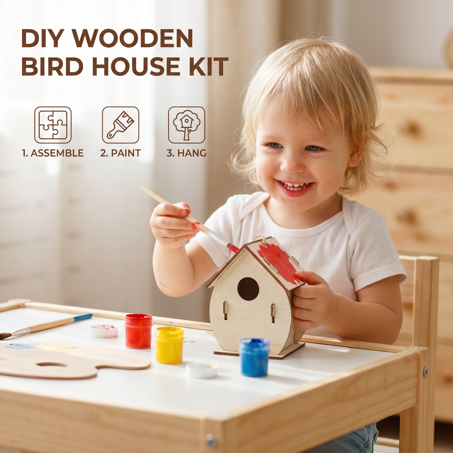 Colorful DIY Wooden Birdhouse Kit for Kids – Paint & Craft Set