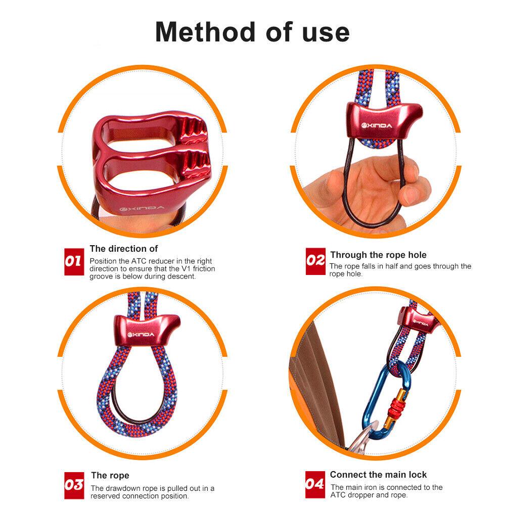 Descender for Climbing - Rappel ATC Belay Device Descender Outdoor Camping Rock Climbing Equipment