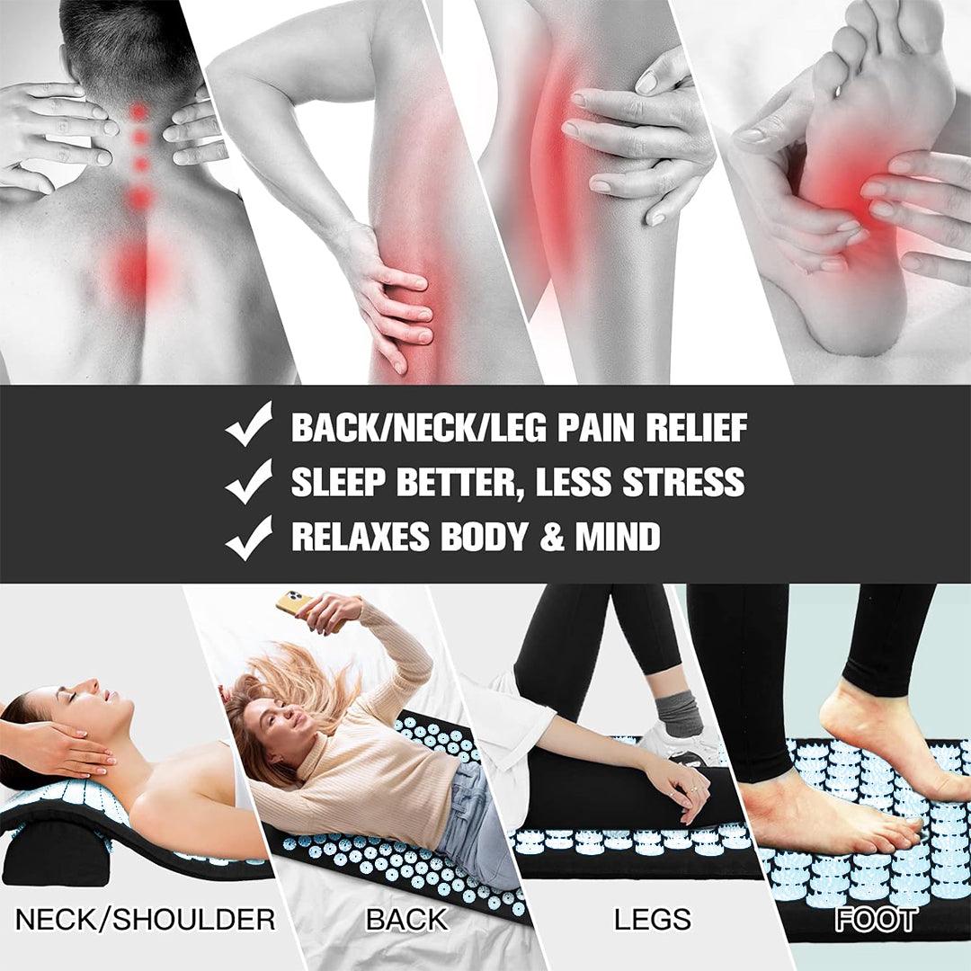 Spiky Mat for Back Pain - Acupuncture Massage Mat Relieve Stress Back Body Pain Spike Acupressure Mat Set