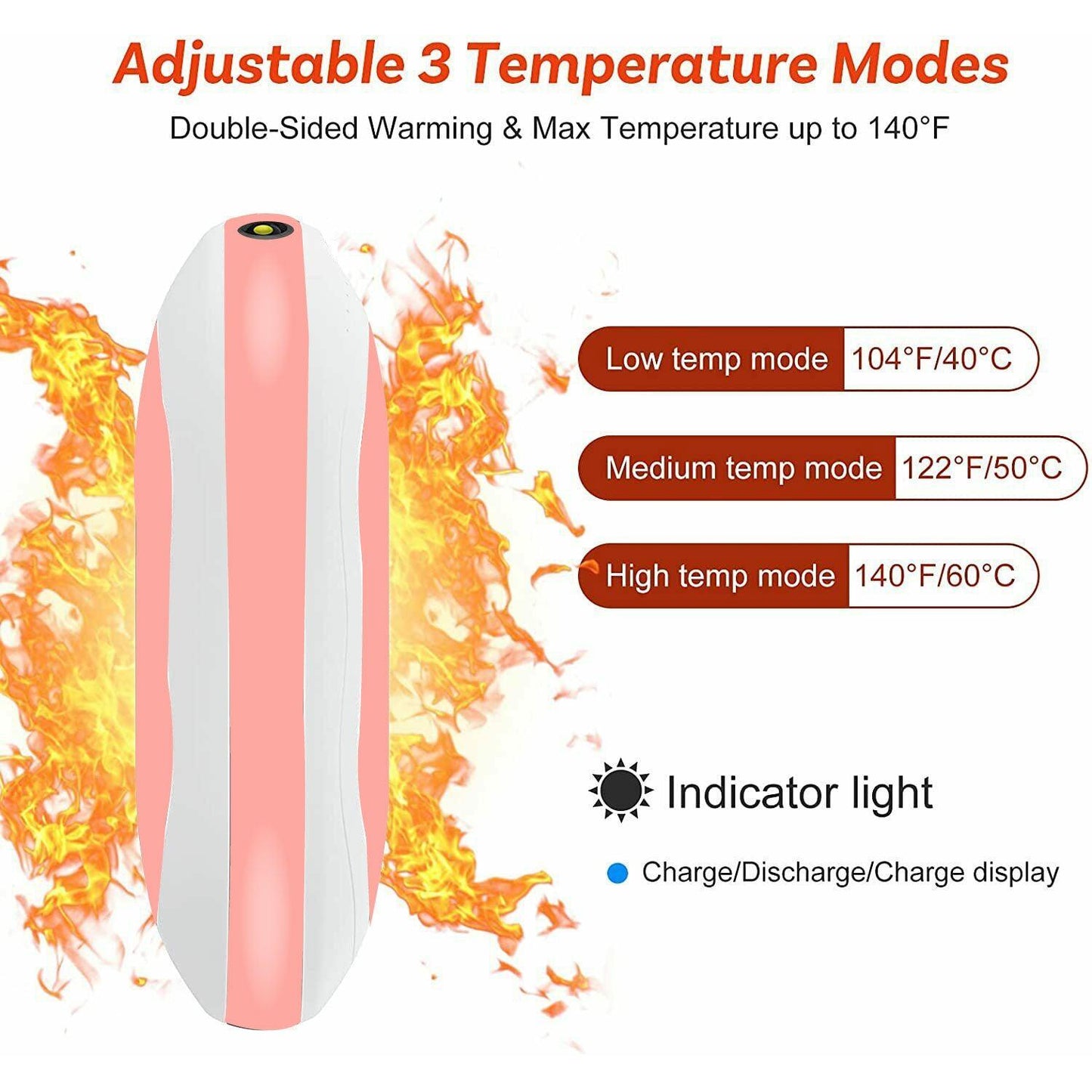 Electric Hot Rechargeable Hand Warmers - Reusable USB Hand Warmer 10000mAh Electric Portable Pocket Hand Warmers Double-sided Heat