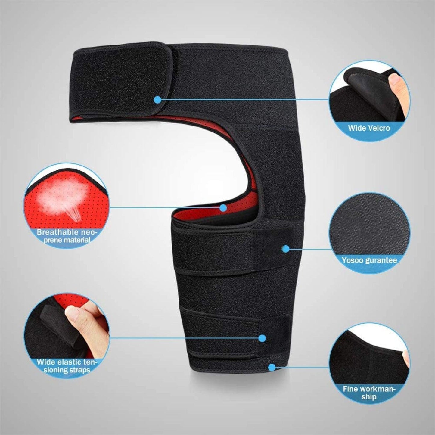 Hip Support Brace - Adjustable Thigh Hip Brace Compression Groin Support Wrap for Sciatica Pain Relief